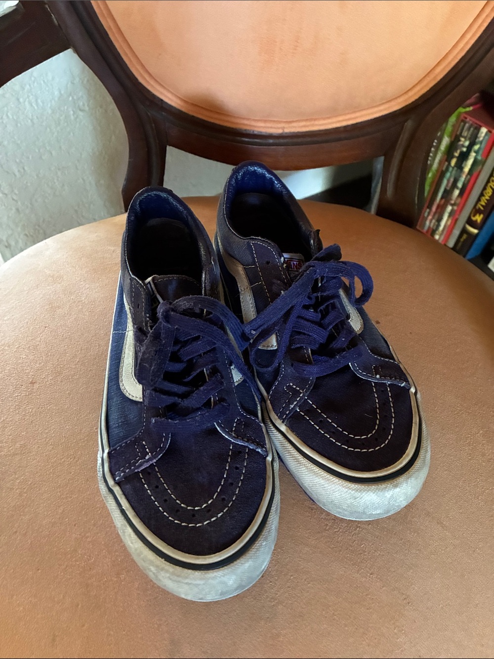 Vans Navy and White Low-Top Skate Sneakers